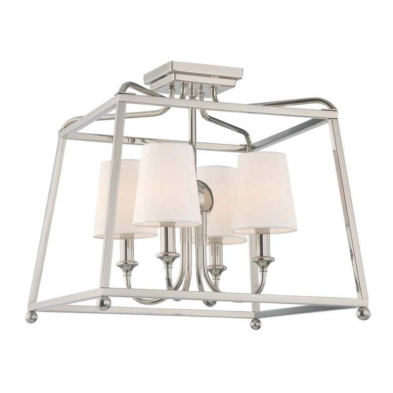 Crystorama 2243-PN Four Light Semi Flush Mount, Polished Nickel