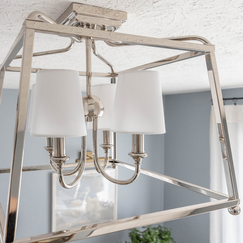 Crystorama 2243-PN Four Light Semi Flush Mount, Polished Nickel