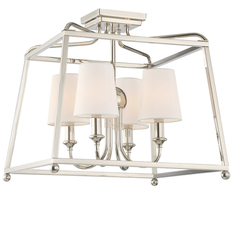 Crystorama 2243-PN Four Light Semi Flush Mount, Polished Nickel