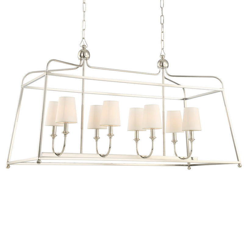 Crystorama 2249-PN Eight Light Chandelier, Polished Nickel