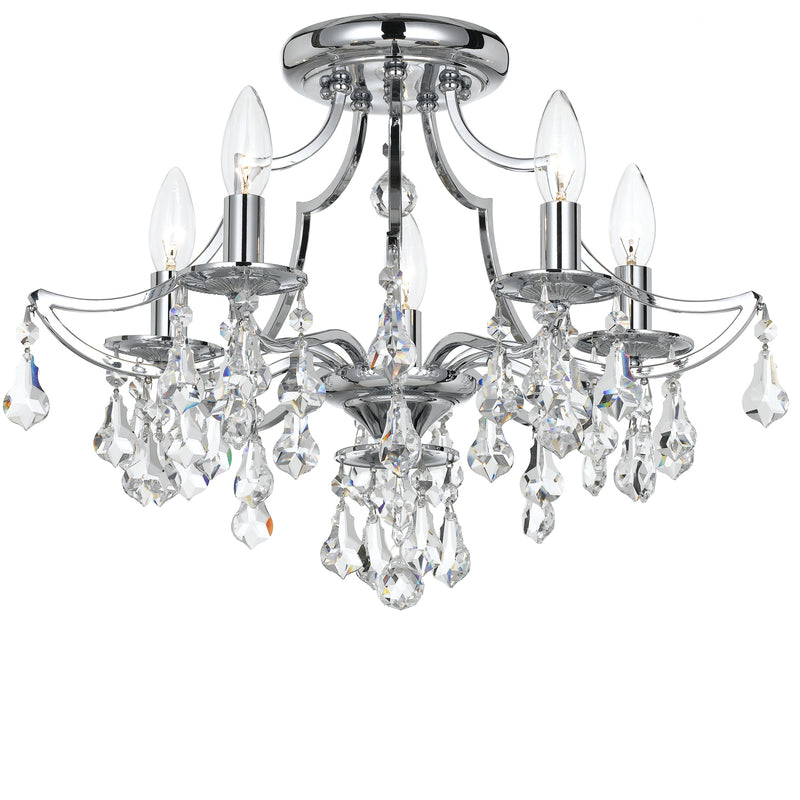Crystorama 5930-CH-CL-S Five Light Semi Flush Mount, Polished Chrome