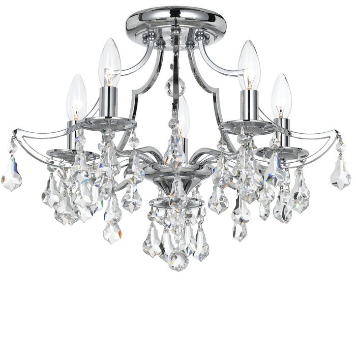 Crystorama 5930-CH-CL-S Five Light Semi Flush Mount, Polished Chrome
