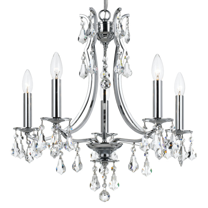 Crystorama 5935-CH-CL-S Five Light Mini Chandelier, Polished Chrome