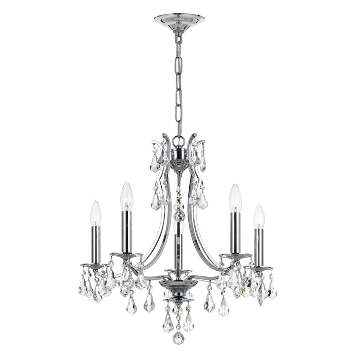 Crystorama 5935-CH-CL-S Five Light Mini Chandelier, Polished Chrome