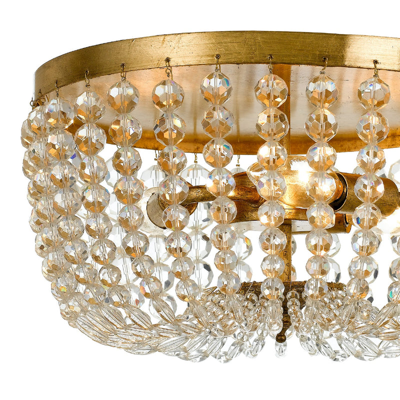 Crystorama 600-GA Three Light Flush Mount, Antique Gold