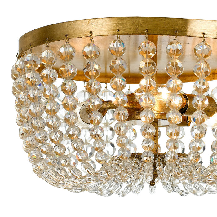 Crystorama 600-GA Three Light Flush Mount, Antique Gold