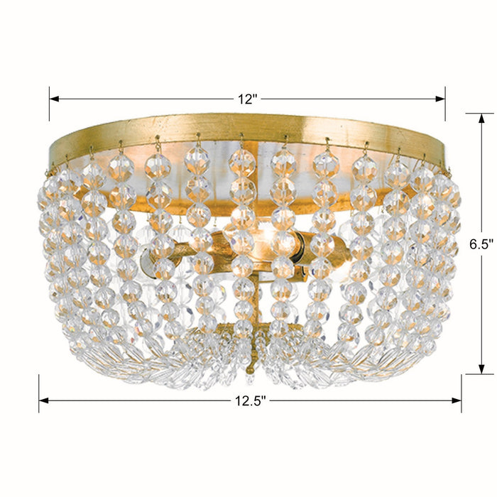 Crystorama 600-GA Three Light Flush Mount, Antique Gold