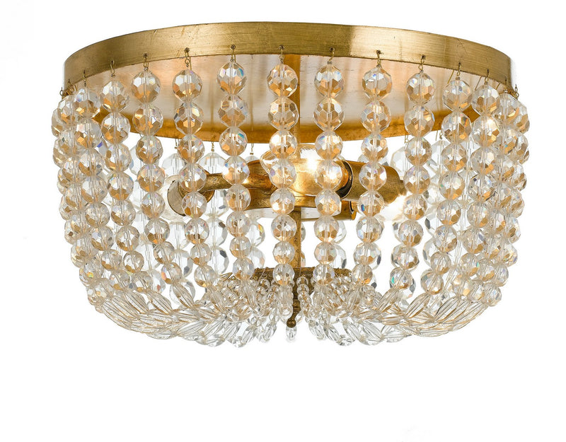 Crystorama 600-GA Three Light Flush Mount, Antique Gold