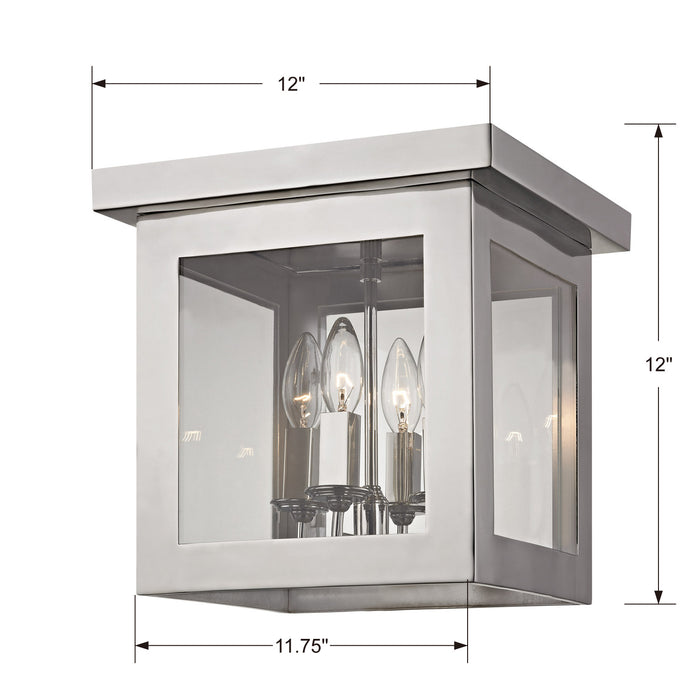 Crystorama 6050-PN Four Light Flush Mount, Polished Nickel