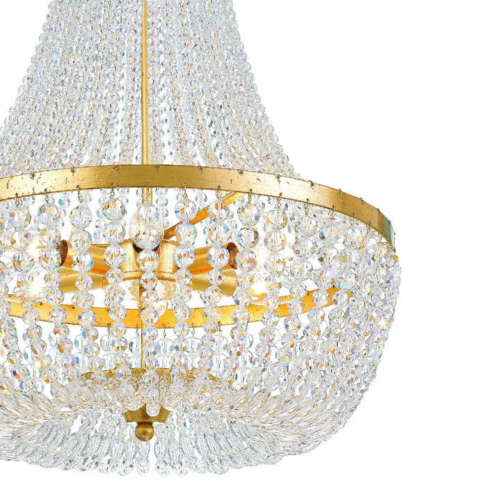 Crystorama 608-GA Six Light Chandelier, Antique Gold