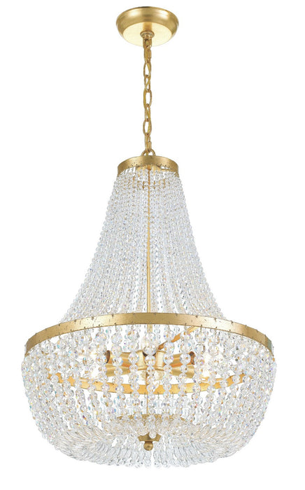 Crystorama 608-GA Six Light Chandelier, Antique Gold