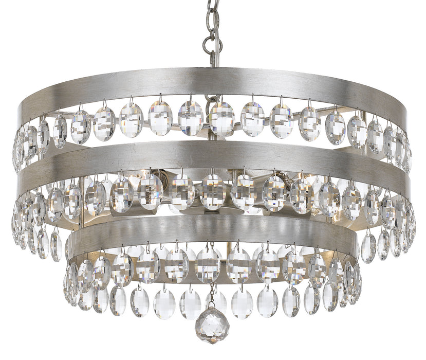 Crystorama 6106-SA Five Light Chandelier, Antique Silver