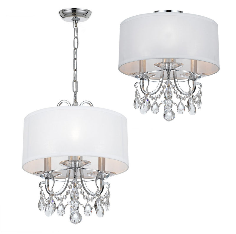 Crystorama 6623-CH-CL-SAQ Three Light Mini Chandelier, Polished Chrome