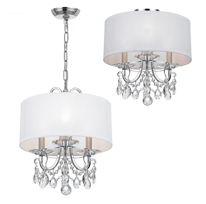 Crystorama 6623-CH-CL-SAQ Three Light Mini Chandelier, Polished Chrome