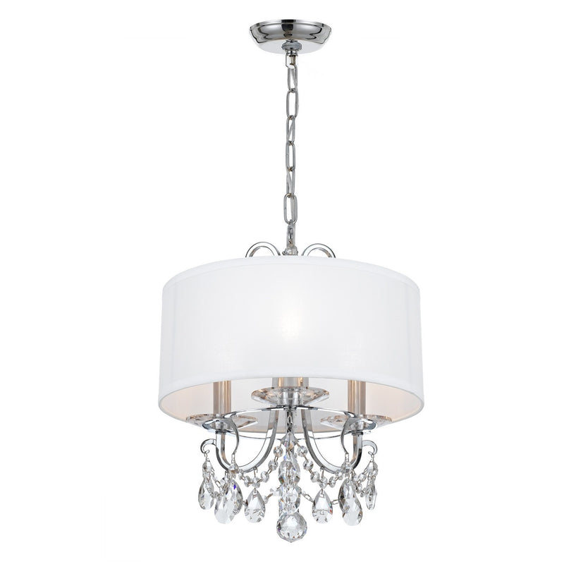 Crystorama 6623-CH-CL-SAQ Three Light Mini Chandelier, Polished Chrome