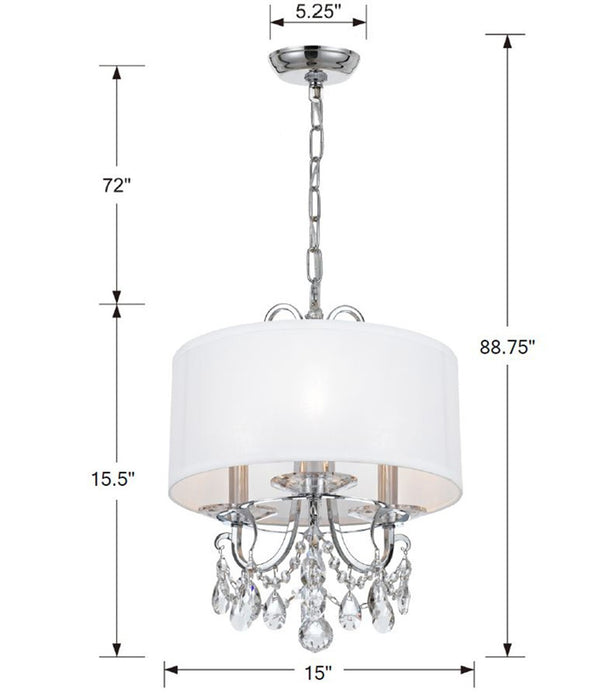 Crystorama 6623-CH-CL-SAQ Three Light Mini Chandelier, Polished Chrome
