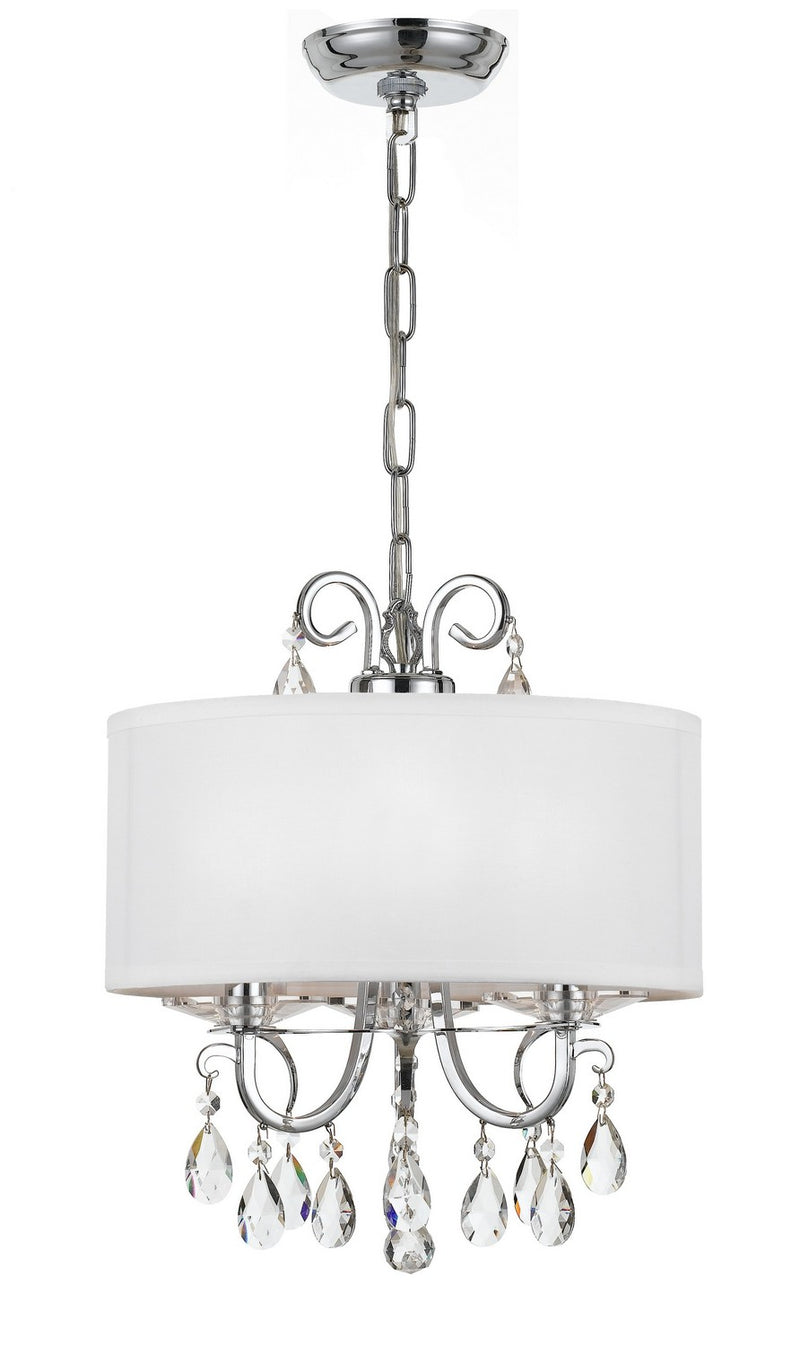 Crystorama 6623-CH-CL-SAQ Three Light Mini Chandelier, Polished Chrome