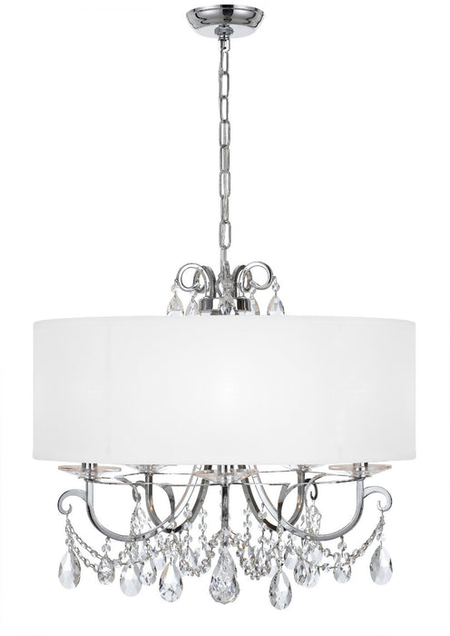Crystorama 6625-CH-CL-SAQ Five Light Chandelier, Polished Chrome
