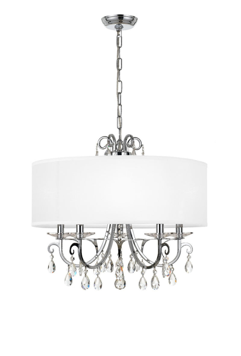 Crystorama 6625-CH-CL-SAQ Five Light Chandelier, Polished Chrome