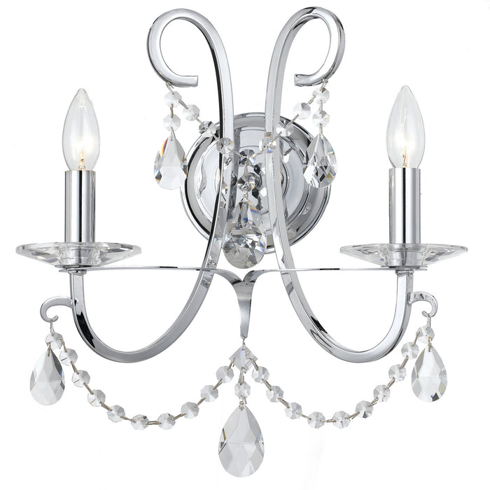Crystorama 6822-CH-CL-MWP Two Light Wall Sconce, Polished Chrome