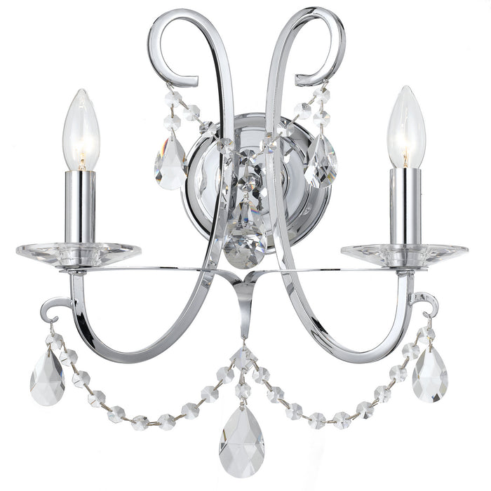 Crystorama 6822-CH-CL-S Two Light Wall Sconce, Polished Chrome