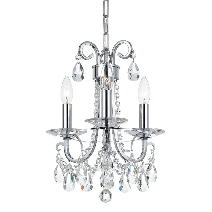 Crystorama 6823-CH-CL-SAQ Three Light Mini Chandelier, Polished Chrome