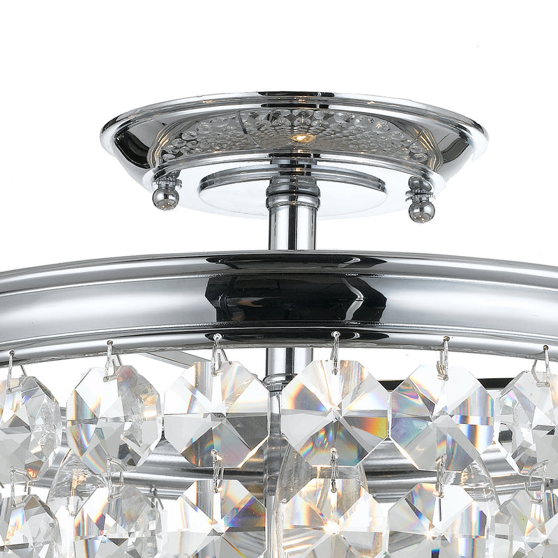 Crystorama 783-CH-CL-MWP Three Light Semi Flush Mount, Polished Chrome
