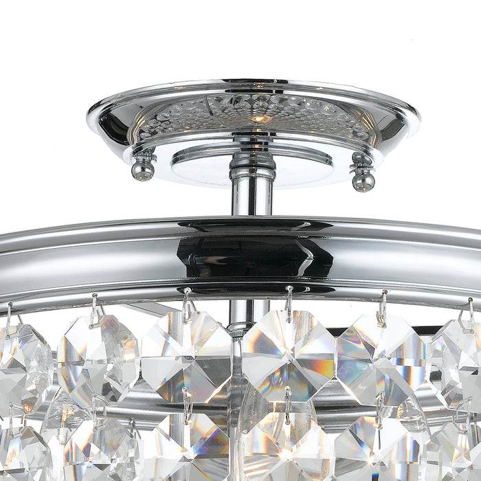 Crystorama 783-CH-CL-MWP Three Light Semi Flush Mount, Polished Chrome