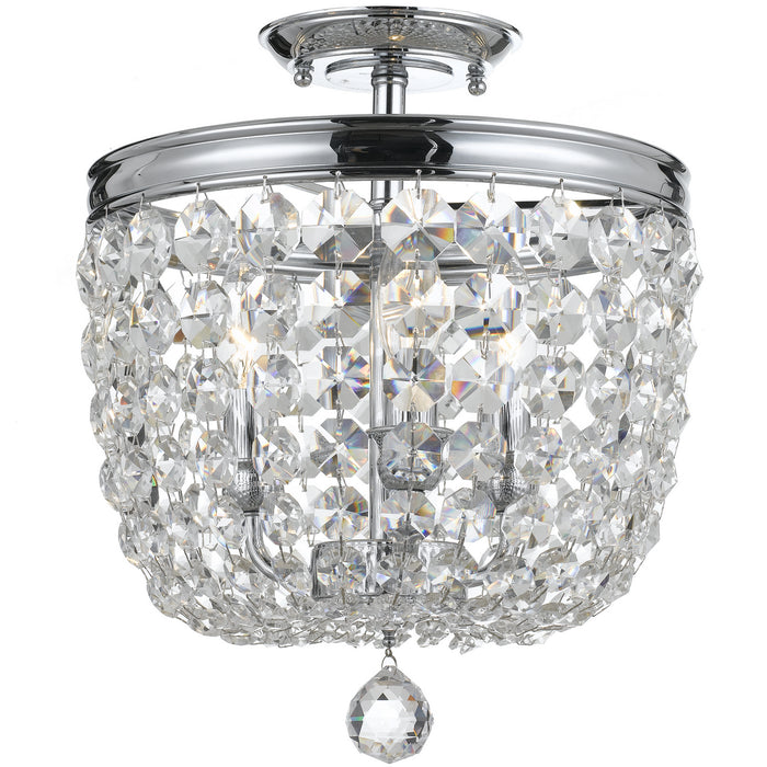 Crystorama 783-CH-CL-MWP Three Light Semi Flush Mount, Polished Chrome