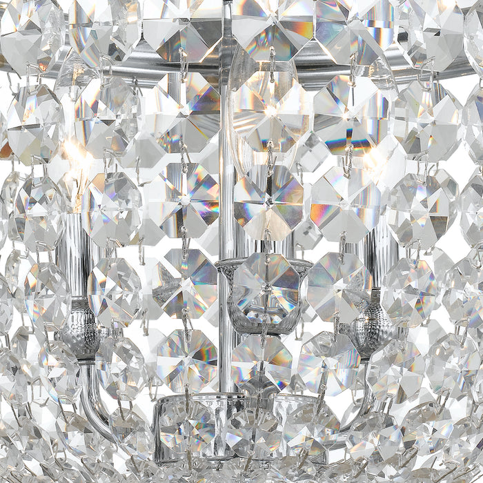 Crystorama 783-CH-CL-SAQ Three Light Semi Flush Mount, Polished Chrome