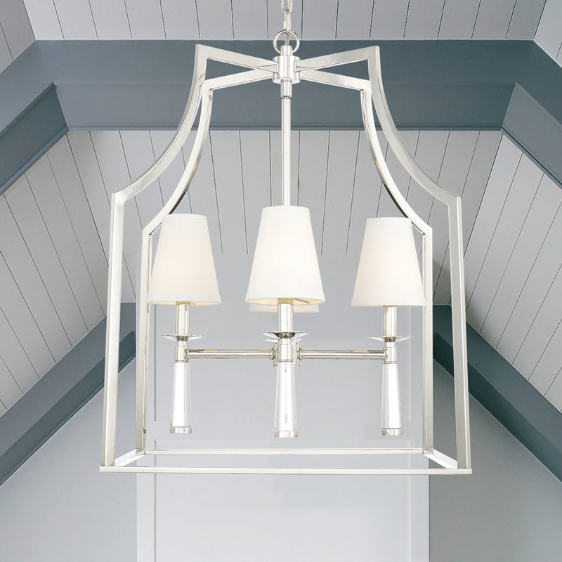 Crystorama 8864-PN Four Light Chandelier, Polished Nickel