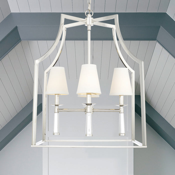 Crystorama 8864-PN Four Light Chandelier, Polished Nickel