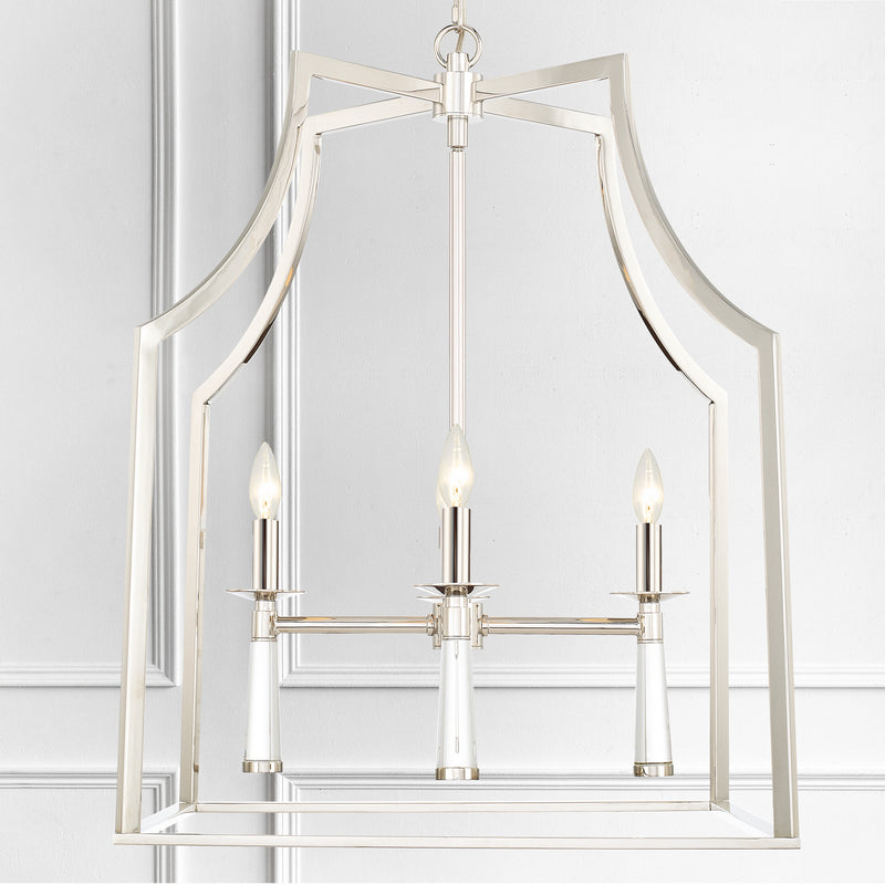 Crystorama 8864-PN Four Light Chandelier, Polished Nickel