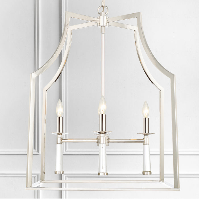 Crystorama 8864-PN Four Light Chandelier, Polished Nickel