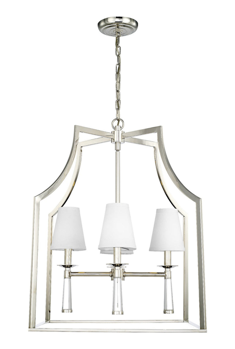 Crystorama 8864-PN Four Light Chandelier, Polished Nickel