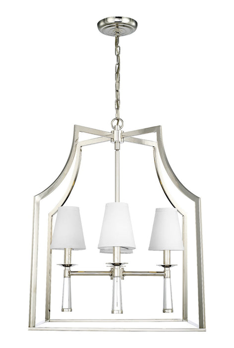 Crystorama 8864-PN Four Light Chandelier, Polished Nickel