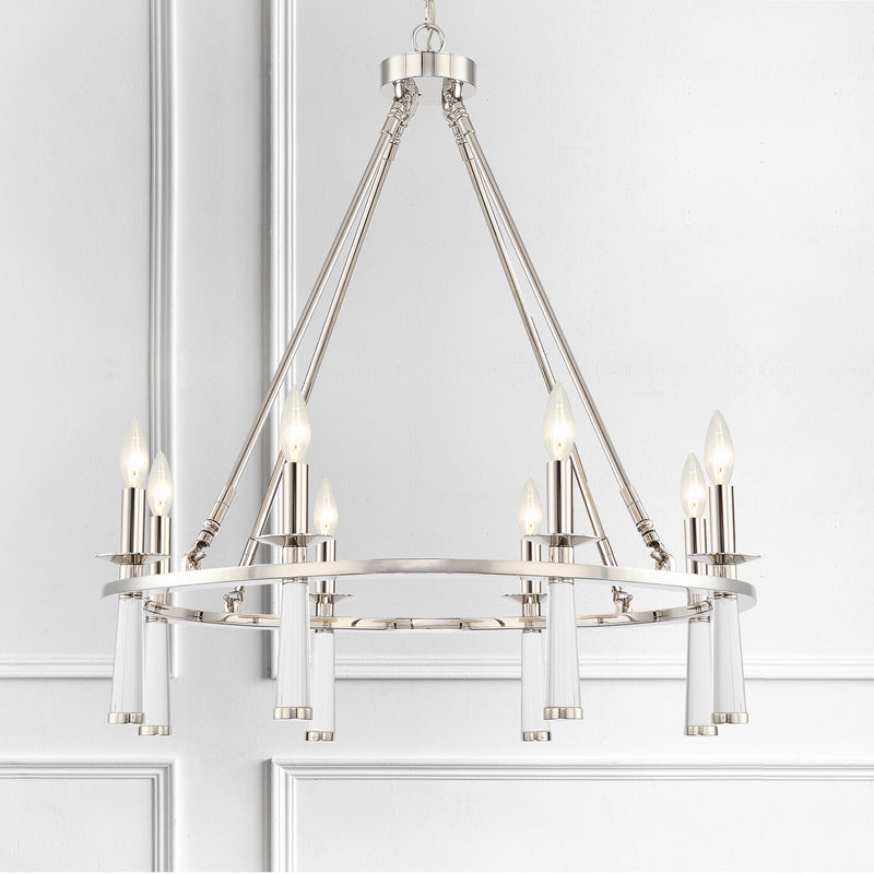 Crystorama 8867-PN Eight Light Chandelier, Polished Nickel