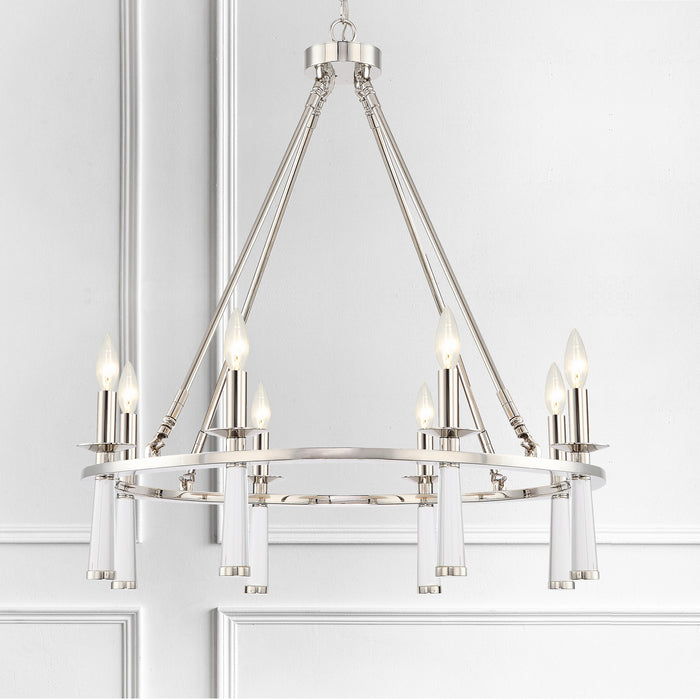 Crystorama 8867-PN Eight Light Chandelier, Polished Nickel