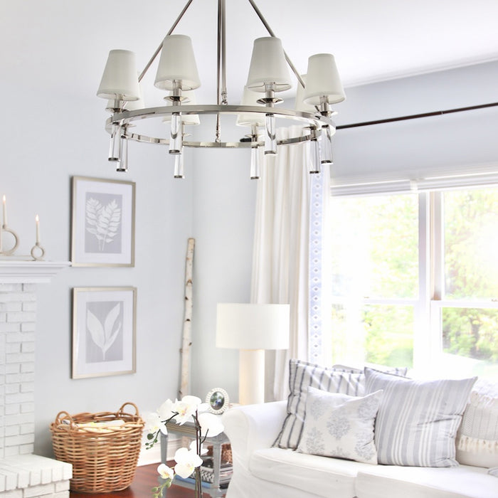 Crystorama 8867-PN Eight Light Chandelier, Polished Nickel