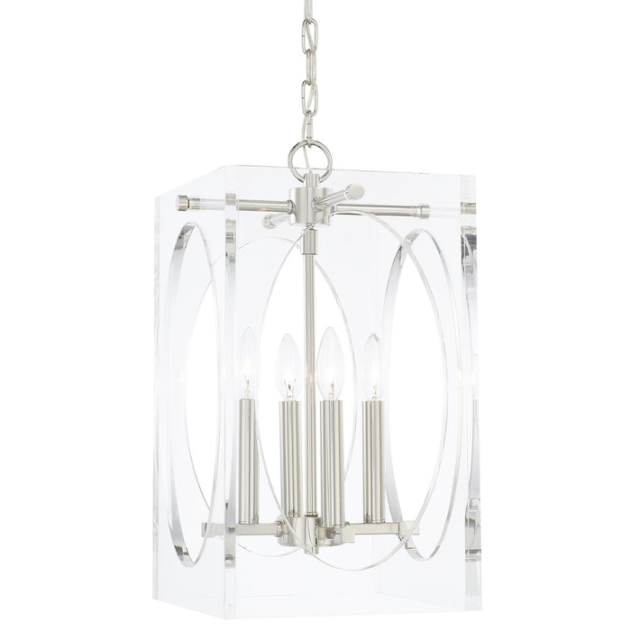 Crystorama 8874-PN Four Light Chandelier, Polished Nickel