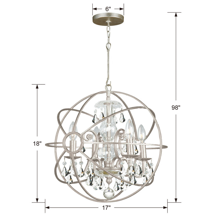 Crystorama 9025-OS-CL-S Four Light Mini Chandelier, Olde Silver