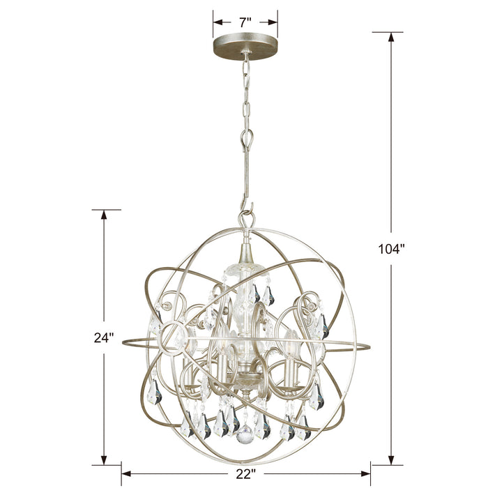 Crystorama 9026-OS-CL-S Five Light Chandelier, Olde Silver