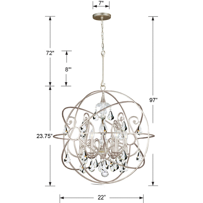 Crystorama 9026-OS-CL-S Five Light Chandelier, Olde Silver