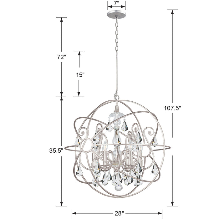 Crystorama 9028-OS-CL-S Six Light Chandelier, Olde Silver