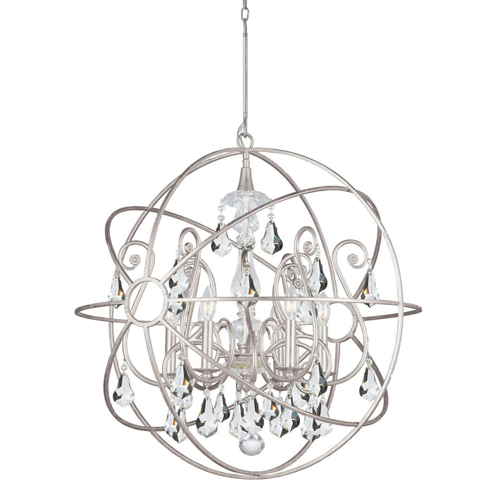 Crystorama 9028-OS-CL-S Six Light Chandelier, Olde Silver