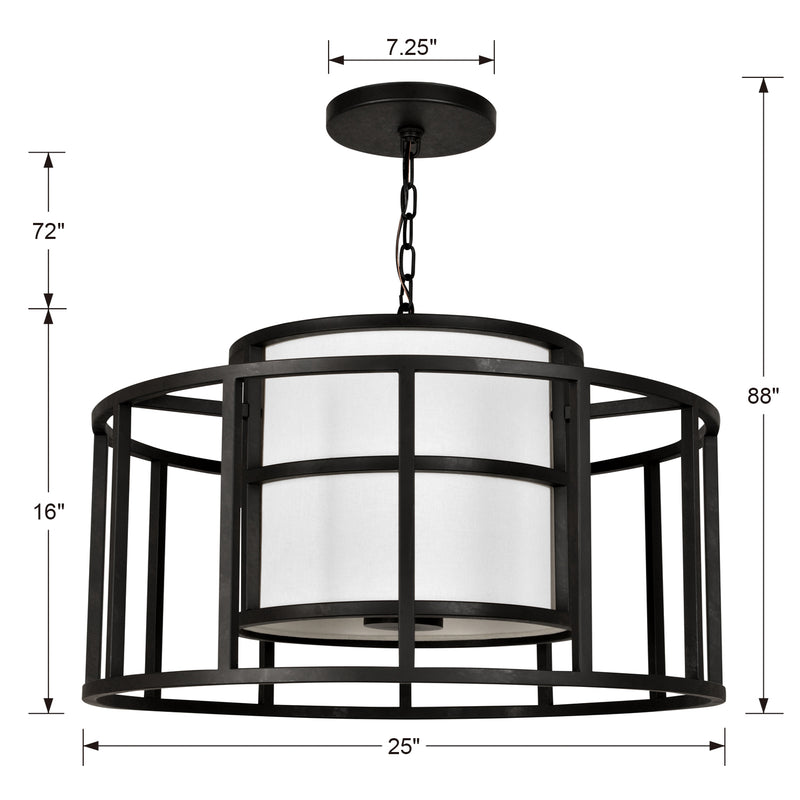 Crystorama 9595-MK Five Light Chandelier, Matte Black