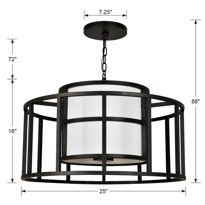 Crystorama 9595-MK Five Light Chandelier, Matte Black