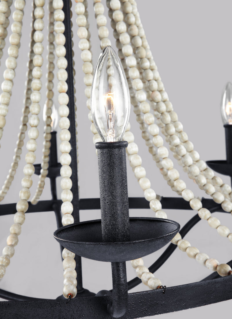 Visual Comfort Studio F3129/6DWZ/DWG Six Light Chandelier, Dark Weathered Zinc / Driftwood Grey