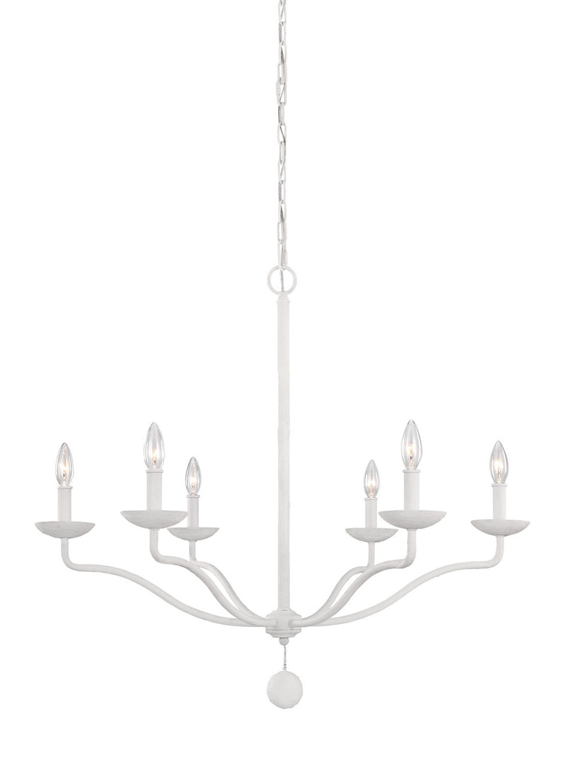 Visual Comfort Studio F3130/6PSW Six Light Chandelier, Plaster White