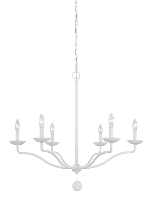 Visual Comfort Studio F3130/6PSW Six Light Chandelier, Plaster White